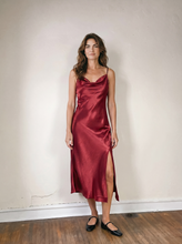 Load image into Gallery viewer, The Wardrobe Hero Satin Slip Dress | Dark Red