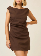 Load image into Gallery viewer, Espresso Ruched Sleeveless Mini Dress