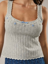 Load image into Gallery viewer, Floral Trim Pointelle Tank
