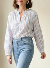 Load image into Gallery viewer, Floral Stripe Cotton Blouse