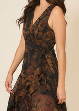 Load image into Gallery viewer, Sleeveless Floral Wrap High-Low Midi Dress