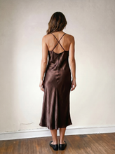 Load image into Gallery viewer, The Wardrobe Hero Satin Slip Dress | Chocolate