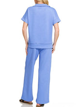 Load image into Gallery viewer, Blue Scuba High Neck Half Zip Top & Pants Set