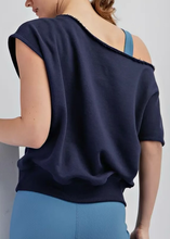 Load image into Gallery viewer, Off Duty One Shoulder Lounge Top | Navy