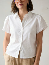 Load image into Gallery viewer, Lace Trim Button Up Blouse