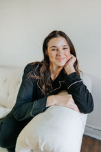 Load image into Gallery viewer, Extended Solid Pajama Set with White Piping | Black