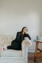 Load image into Gallery viewer, Extended Solid Pajama Set with White Piping | Black