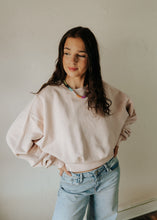 Load image into Gallery viewer, Pia Cropped Balloon Sweatshirt | Rose Tan