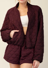 Load image into Gallery viewer, Lita Quilted Bomber Jacket | Dark Cherry