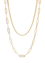 Load image into Gallery viewer, Curb and Paperclip Layered Chain Necklace