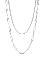 Load image into Gallery viewer, Curb and Paperclip Layered Chain Necklace