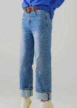 Load image into Gallery viewer, Q2 Straight Leg Cuffed Jeans