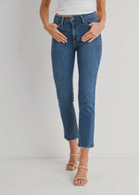 Load image into Gallery viewer, Just Black Denim Distress Hem Straight Leg Jeans