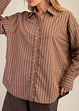 Load image into Gallery viewer, Coffee Stripe Cotton Button Down Shirt