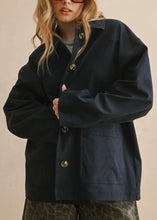 Load image into Gallery viewer, Navy Utility Button-Front Jacket