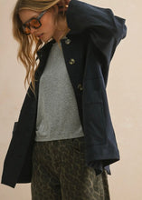 Load image into Gallery viewer, Navy Utility Button-Front Jacket