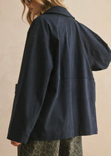 Load image into Gallery viewer, Navy Utility Button-Front Jacket
