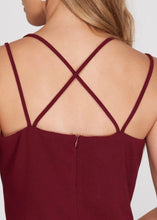 Load image into Gallery viewer, Wine Double Strap Woven Mini Dress