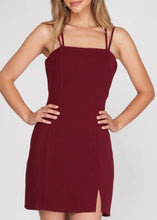 Load image into Gallery viewer, Wine Double Strap Woven Mini Dress