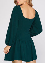 Load image into Gallery viewer, Long Sleeve Square Neck Flounce Dress