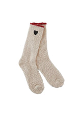 Load image into Gallery viewer, Cozy Socks | Red Trim/Black Heart