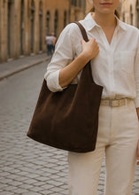 Load image into Gallery viewer, Giannina Suede Leather Shoulder Bag | Black