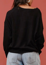 Load image into Gallery viewer, V-Neck Cashmere Blend Sweater | Black