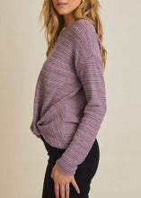 Load image into Gallery viewer, Extended Lavender Long Sleeve Bottom Twist Stripe Rib Top