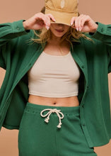 Load image into Gallery viewer, Green Waffle Button Down Oversized Shirt Jacket