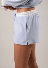 Load image into Gallery viewer, Mid Rise Stripe Shorts – Blue and Creme