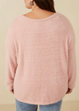 Load image into Gallery viewer, Extended Blush Mohair V-Neck Sweater Top