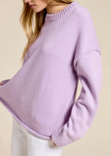 Load image into Gallery viewer, Lavender Outseam Detail Crewneck Knit Sweater