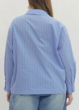 Load image into Gallery viewer, Blue Extended Size Classic Stripe Button-Down Shirt
