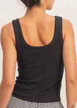 Load image into Gallery viewer, Black Pointelle Button Front Tank