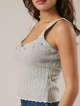 Load image into Gallery viewer, Floral Trim Pointelle Tank