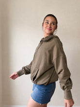 Load image into Gallery viewer, Weekend Getaway Terry Half Zip Hoodie | Olive