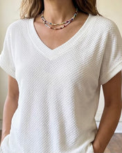 Load image into Gallery viewer, Weekend Waffle V Neck Knit Top | Cream