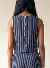 Load image into Gallery viewer, Coastal Lines Linen Blend Crop Top