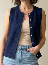 Load image into Gallery viewer, Navy Button Front Sweater Vest