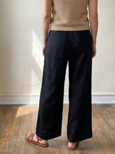 Load image into Gallery viewer, Black Tailored Linen Blend Wide Leg Trousers