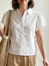 Load image into Gallery viewer, Lace Trim Button Up Blouse