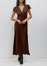 Load image into Gallery viewer, Brown Satin Viv Dress