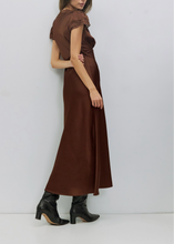 Load image into Gallery viewer, Brown Satin Viv Dress