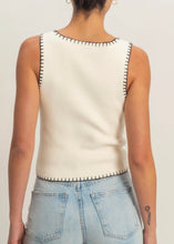 Load image into Gallery viewer, White Contrast Stitch Square Neck Ribbed Tank