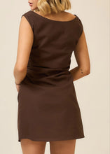 Load image into Gallery viewer, Espresso Ruched Sleeveless Mini Dress