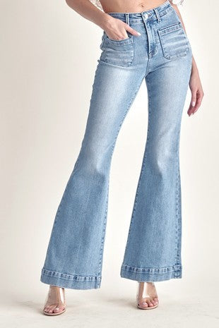 Risen Patched Pocket Flare Jean