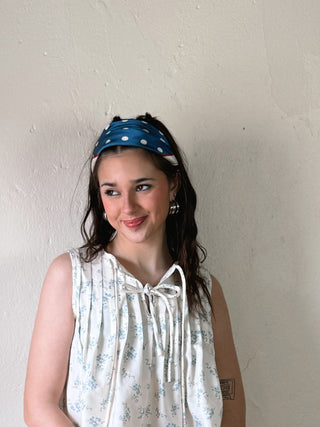 Classic Polka Dot Scarf | Blue