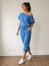 Load image into Gallery viewer, Off Duty One Shoulder Lounge Top | Aqua
