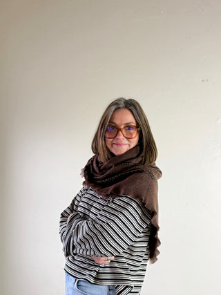 Paisley Wool Scarf | Espresso/Black