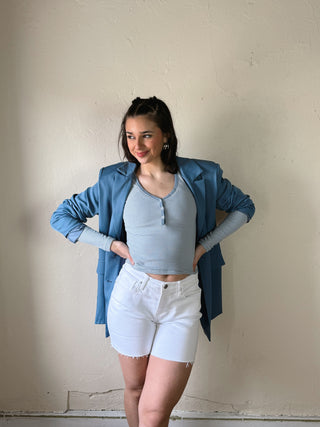 Just Black Denim Crisp Summer White Bermuda Shorts